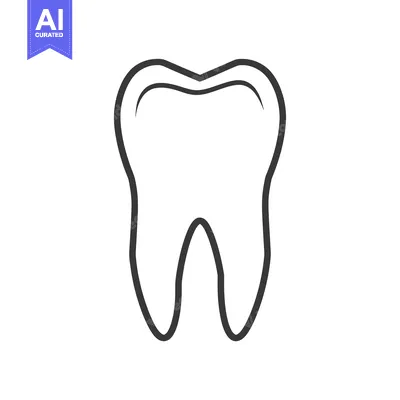 Aset desain premium: A simple line drawing of a single tooth
