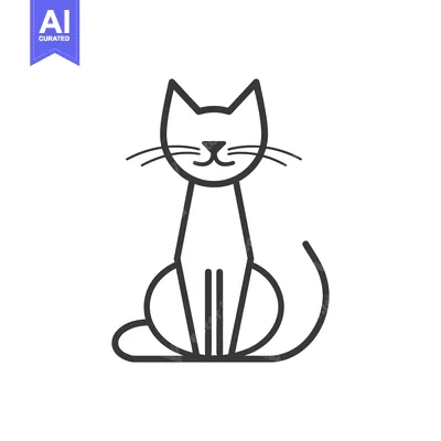 Aset premium populer: A Simple Line Drawing of a Sitting Cat