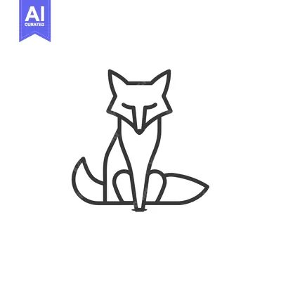 Premium design asset: A Simple Line Drawing of a Sitting Fox