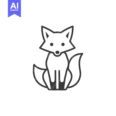 Premium design asset: A Simple Line Drawing of a Sitting Fox