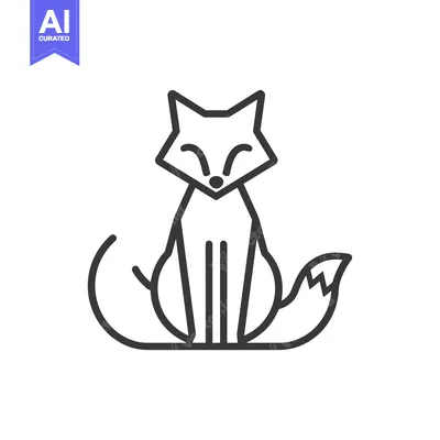 Aset premium populer: A Simple Line Drawing of a Sitting Fox with a Curved Tail
