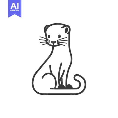 Aset premium populer: A Simple Line Drawing of a Sitting Weasel