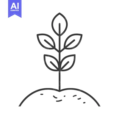 Popular premium asset: A Simple Line Drawing of a Small Plant Growing from the Ground