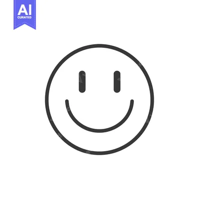 Aset desain premium: A simple line drawing of a smiley face