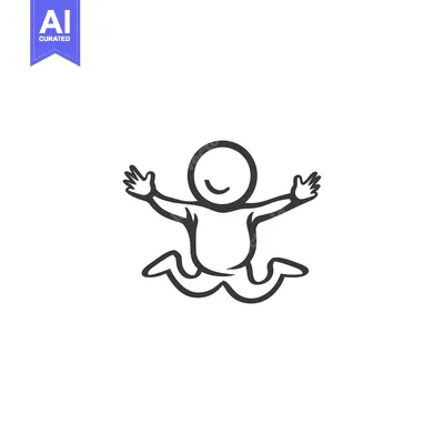 Popular premium asset: A simple line drawing of a smiling person jumping with arms outstretch