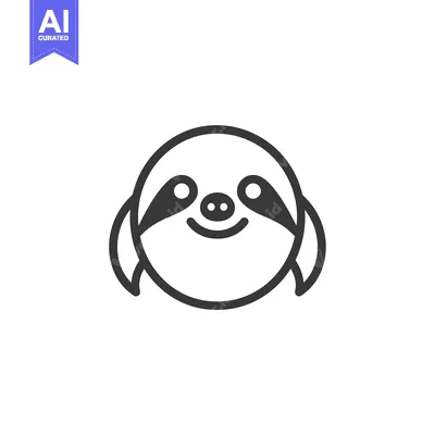 Aset premium populer: A Simple Line Drawing of a Smiling Sloth Face