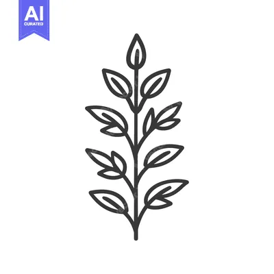 Aset premium populer: A Simple Line Drawing of a Sprig with Seven Leaves