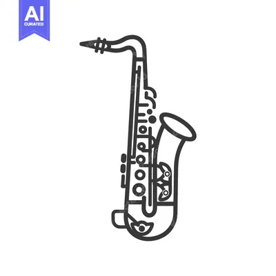 Aset desain premium: A Simple Line Drawing of a Tenor Saxophone