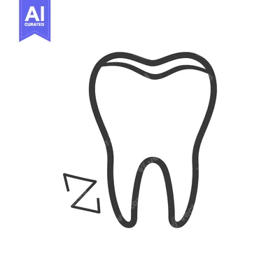 A Simple Line Drawing of a Tooth with a Z Symbol