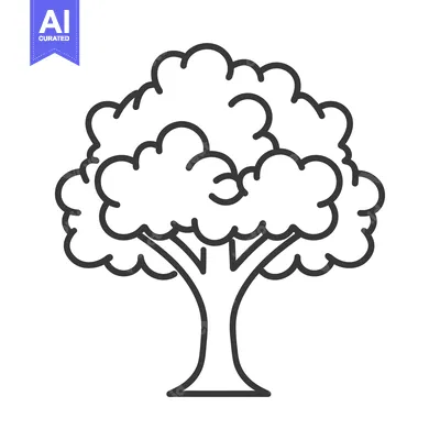 Popular premium asset: A Simple Line Drawing of a Tree with a Thick Trunk and Lush Canopy