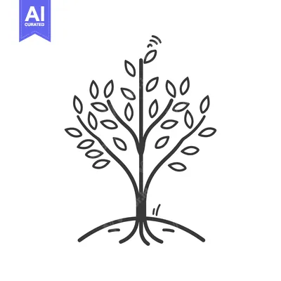 Aset premium populer: A Simple Line Drawing of a Tree with Roots and Leaves