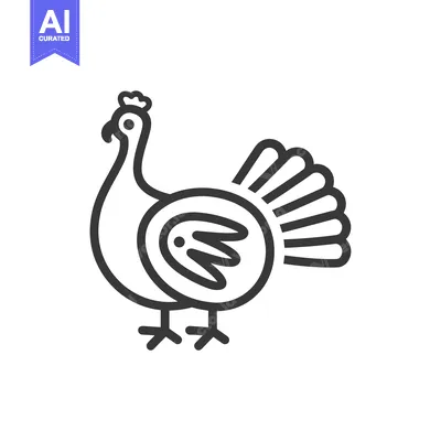 A Simple Line Drawing of a Turkey