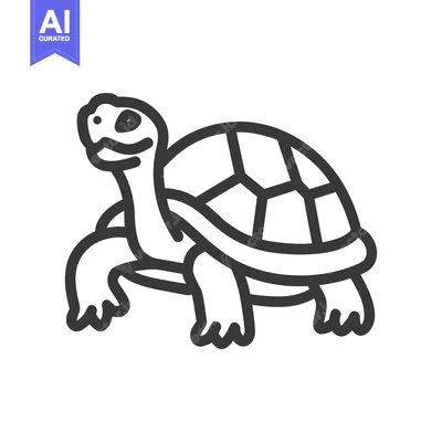 Aset premium populer: A simple line drawing of a turtle with a shell