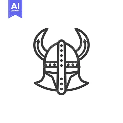 A Simple Line Drawing of a Viking Helmet