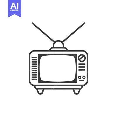 A simple line drawing of a vintage television set with an antenna