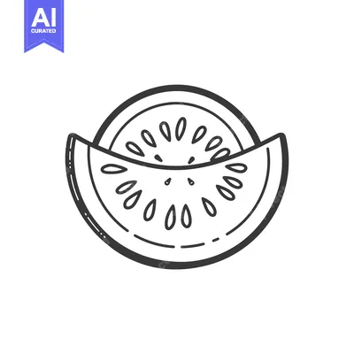 Aset premium populer: A Simple Line Drawing of a Watermelon Slice