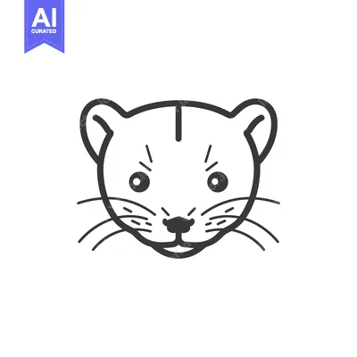 Aset premium populer: A Simple Line Drawing of a Weasel's Face