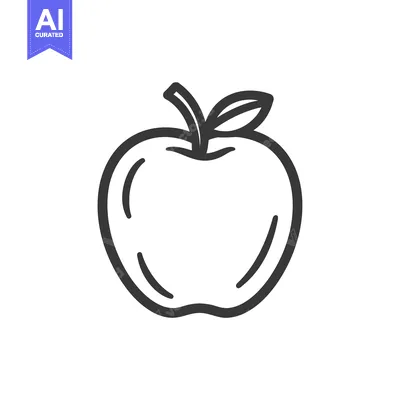 Aset desain premium: A simple line drawing of a whole apple with a leaf