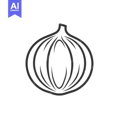 Aset desain premium: A simple line drawing of a whole onion