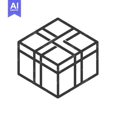 Aset desain premium: A simple line drawing of a wrapped present box