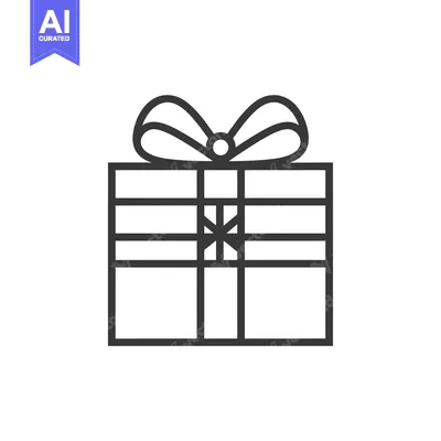 Premium design asset: A Simple Line Drawing of a Wrapped Present with a Bow