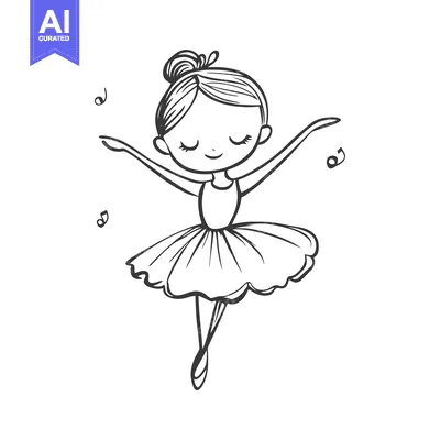 Aset premium populer: A Simple Line Drawing of a Young Ballerina with Her Arms Outstretched
