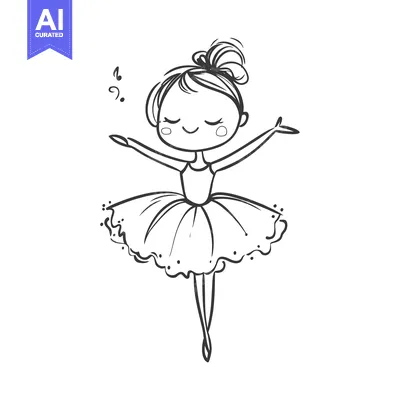 Popular premium asset: A Simple Line Drawing of a Young Ballerina with Her Arms Outstretched
