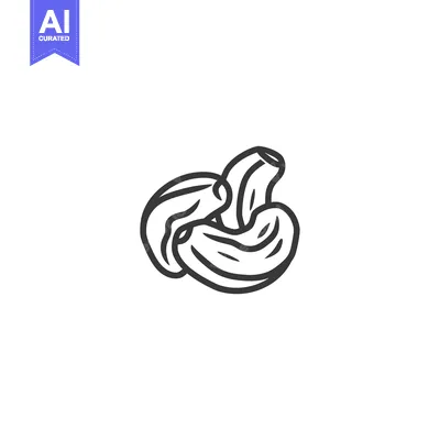 Aset premium populer: A Simple Line Drawing of Cashew Nuts