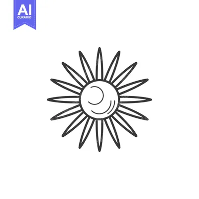 Aset premium populer: A Simple Line Drawing of the Sun with Rays
