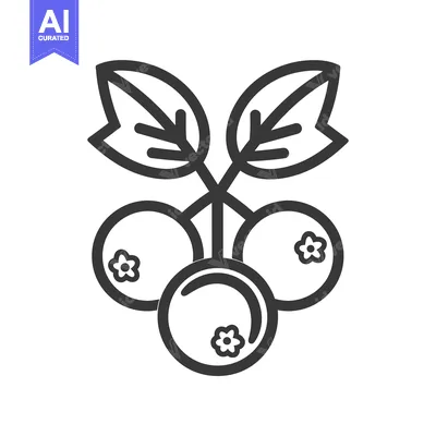 Aset desain premium: A Simple Line Drawing of Three Berries on a Stem with Leaves