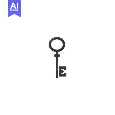 Aset premium populer: A simple, monochrome outline of an old-fashioned key with a circular h