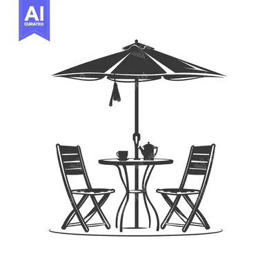 A Simple Outdoor Table and Chairs Set Under an Umbrella