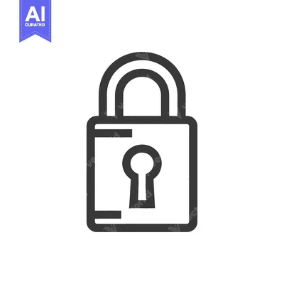 Aset premium populer: A simple outline illustration of a closed padlock