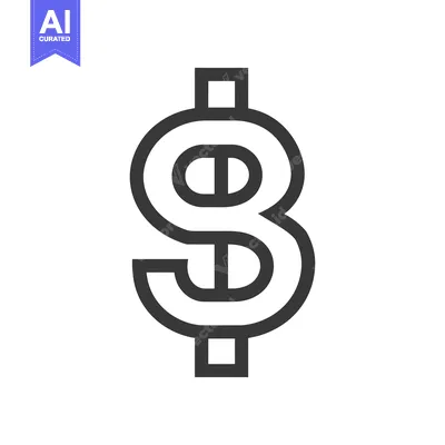 Aset desain premium: A Simple Outline of a Dollar Sign Icon