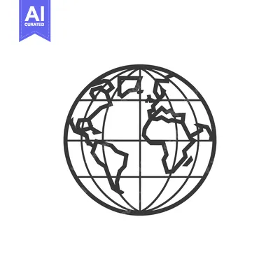 Aset premium populer: A Simple Outline of the Earth with Continents and Longitude Lines