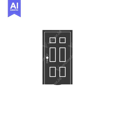 Popular premium asset: A simple silhouette of a closed door with a doorknob
