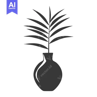 Premium design asset: A Simple Silhouette of a Plant in a Vase