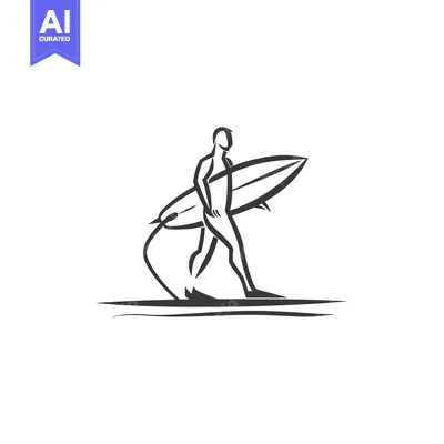 Premium design asset: A Simple Silhouette of a Surfer Carrying a Board