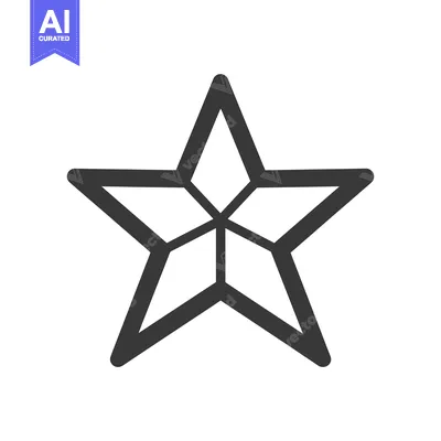 Aset desain premium: A simple, stylized, five-pointed star icon in black outline.