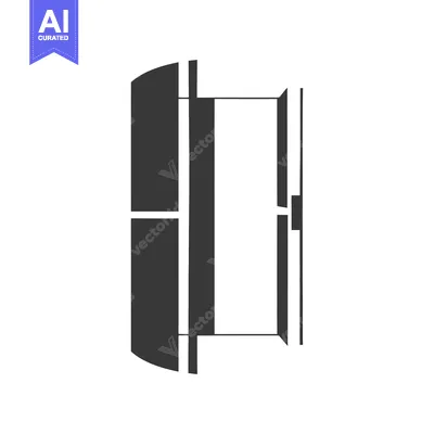 Aset premium populer: A simplified black and white silhouette of a door opened inwards