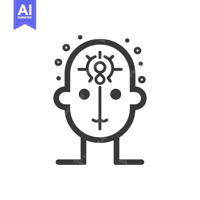Aset premium populer: A simplified line drawing of a human head with a stylized eight symbol