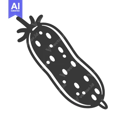 Aset premium populer: A Single Black and White Drawing of a Cucumber