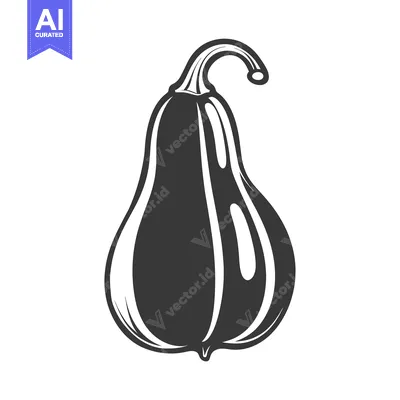 Aset premium populer: A Single Black and White Illustration of a Gourd