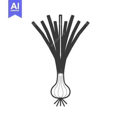 Aset desain premium: A Single Black and White Silhouette of a Scallion