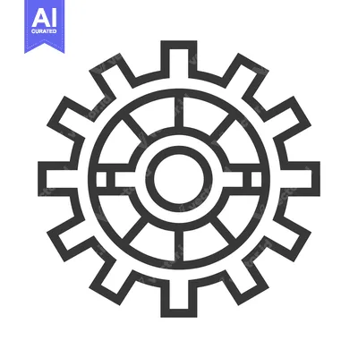 Aset premium populer: A Single Black Line Drawing of a Cogwheel with Rounded Teeth