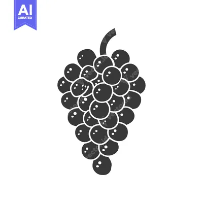 Premium design asset: A single bunch of grapes, black and white silhouette