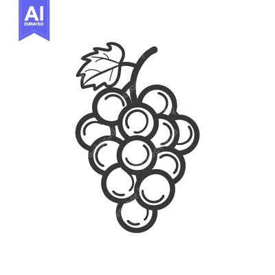 Premium design asset: A Single Bunch of Grapes with a Leaf