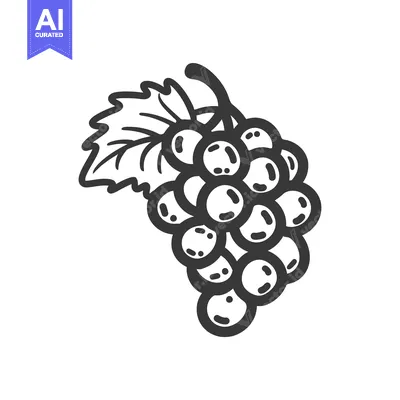 Aset desain premium: A Single Bunch of Grapes with a Leaf Attached