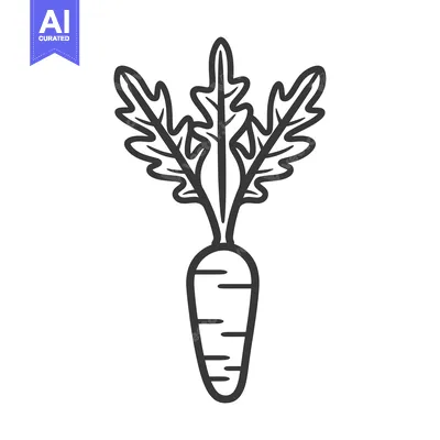 Aset desain premium: A Single Carrot with Green Top Leaves
