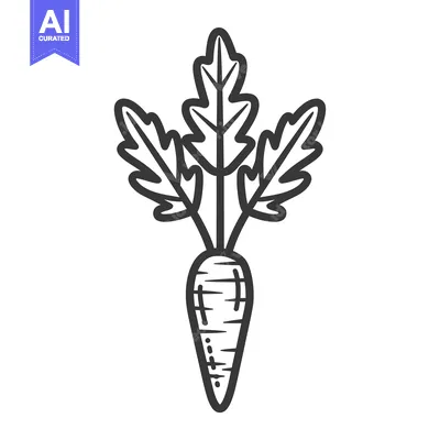 Aset desain premium: A Single Carrot with Three Green Leaves